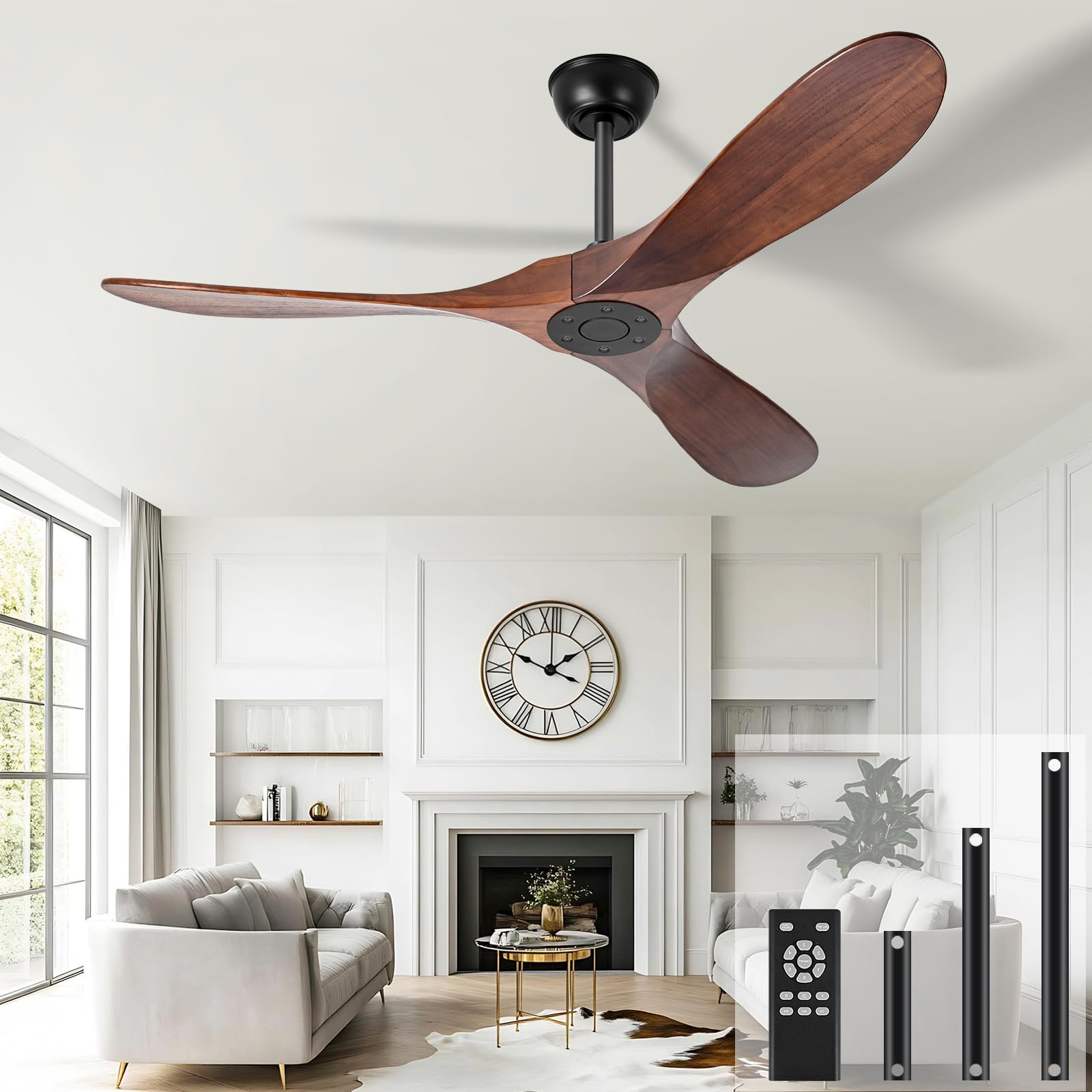 Amazon.com: heimo 60 Inch Outdoor Ceiling Fan No Light，Wood
